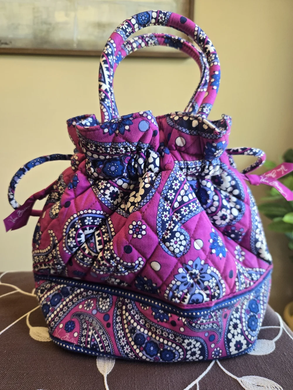Retired Vera Bradley Emma Boysenberry Satchel Drawstring
